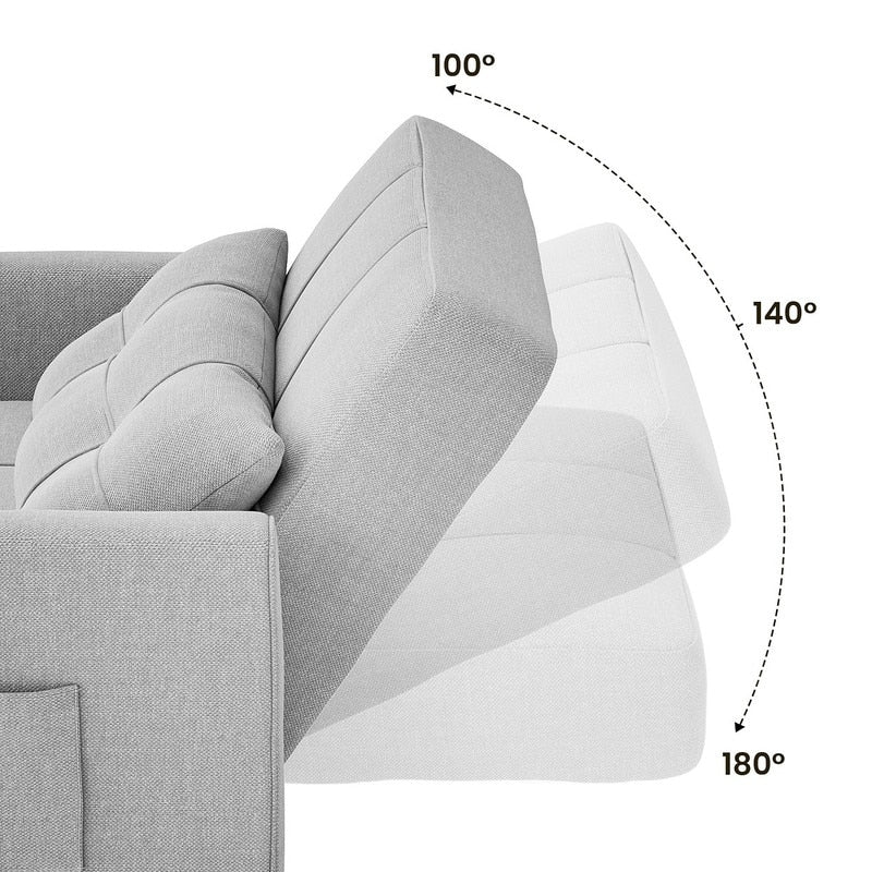 3-in-1 Adjustable Sleeper Sofa Bed, Pull Out Chair Sofa, Convertible Folding Bed for Living Room – Image 44