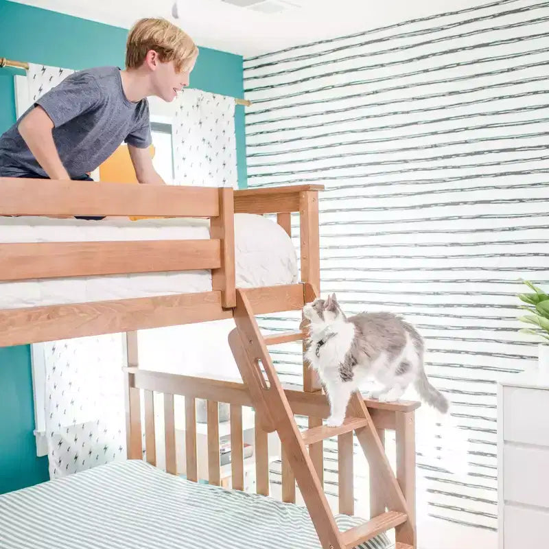 Max & Lily Solid Wood Bunk Bed, Twin over Full with Storage Trundle and Ladder for Kids – Image 21