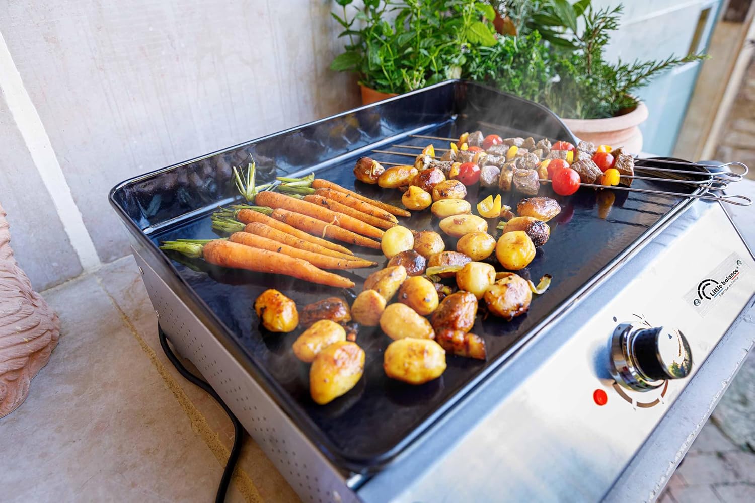 LITTLE BALANCE 8713 Biscarosse 50-35, Plancha électrique, Plaque de cuisson Fonte émaillée XL, 2150 W, Fabrication 100 française, Inox – Image 9