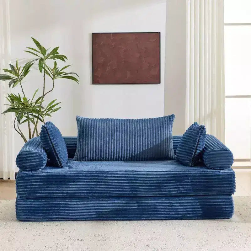 Dark Gray / Gray / Green / Sea Blue Corduroy Convertible Sleeper Sofa Bed, 2-Seater – Image 2