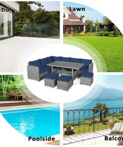 Alternative view of Costway 7 PCS Patio Rattan Dining Set Sectional Sofa Couch Ottoman - See Details
