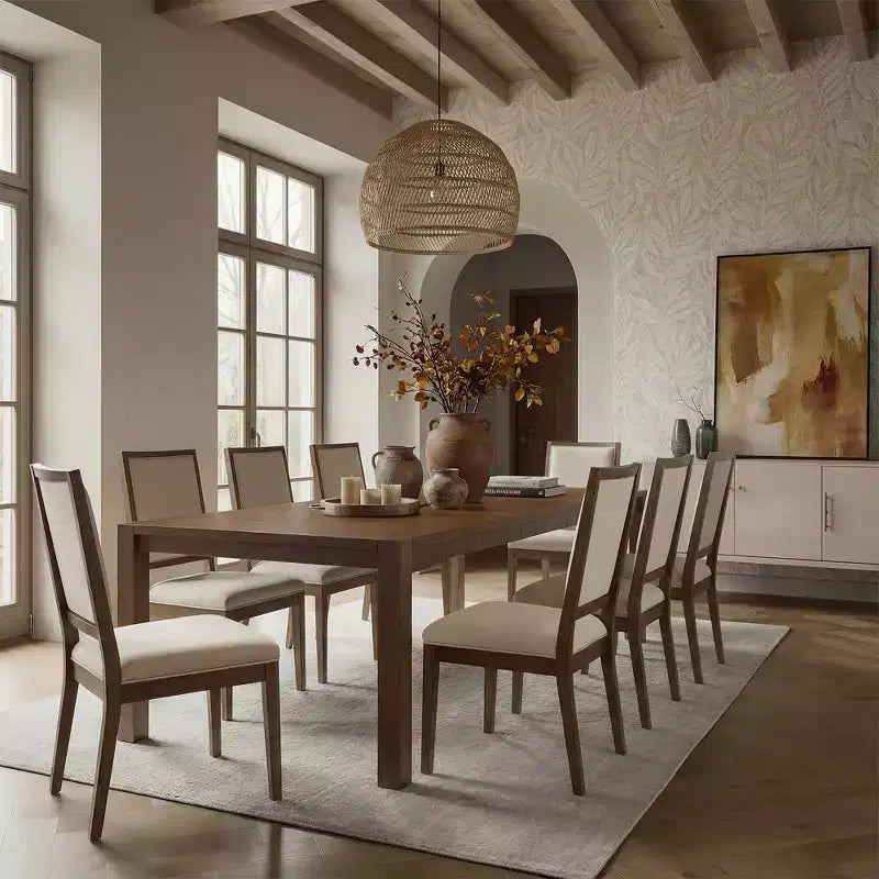 Modern Dining Set - 80 Table + 6 Cushioned Chairs, Solid Wood Frame, 400lbs Table Capacity, Easy Assembly – Image 49