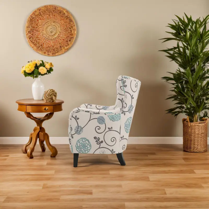 Modern Retro 30.25 High Back Upholstered Arm Chair with Wood Legs for Living Room – Image 3