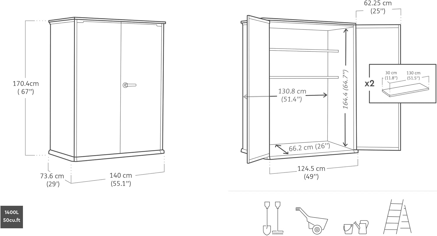 KETER Armoire extérieure HIGHSTORE Plus Gris - 1400 litres – Image 3