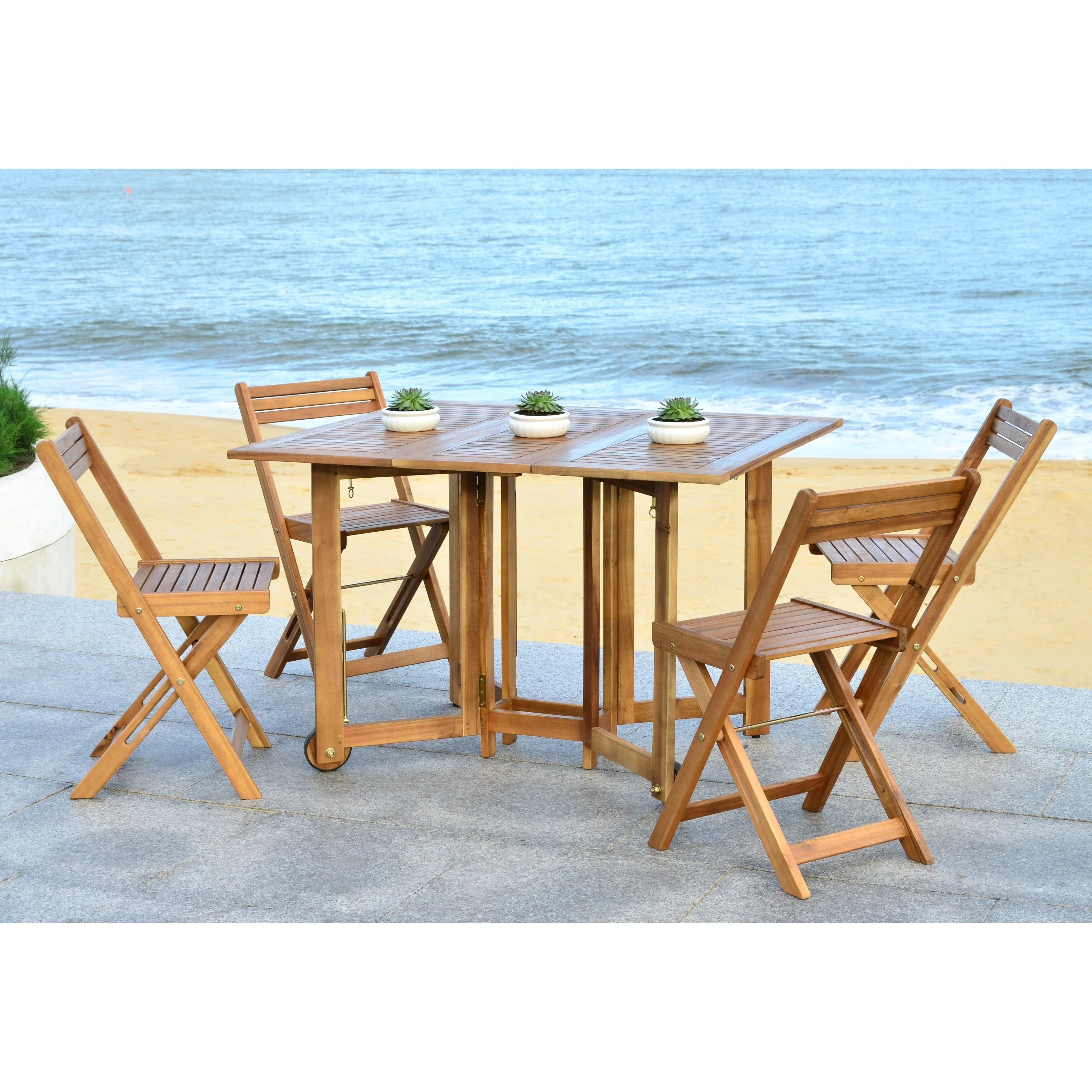 SAFAVIEH Outdoor Brandy 5-Piece Outdoor Dining Table Set - 43Wx35Dx29H – Image 22