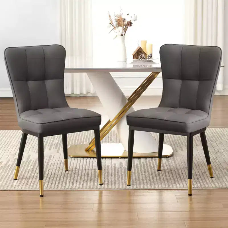 Bekrvio Dining Room Chairs Set of 6, Modern Upholstered Faux Leather Seat with High Back, Metal Legs, Armless Kitchen Chairs for Living Dinning Room – Image 42