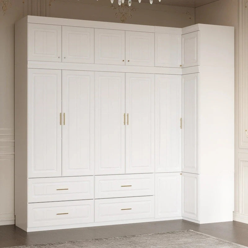 93.9H/74.2H Armoires Wardrobe Closet Cabinet Hanging Drawers Storage – Image 6