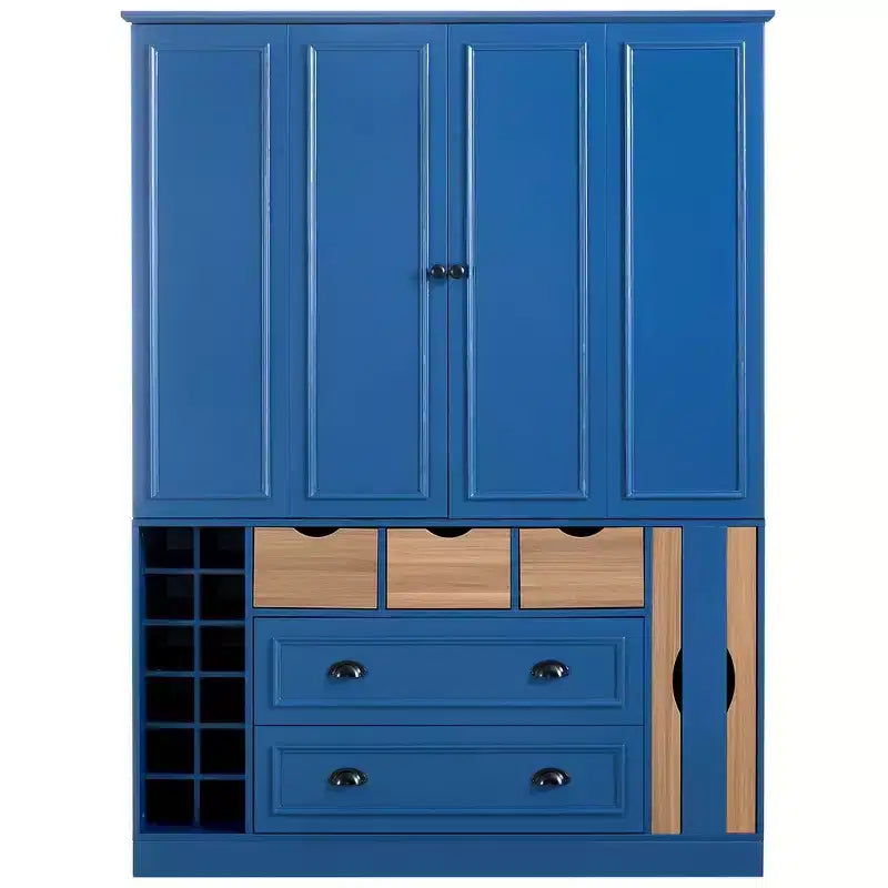Whisen 71'' Tall Freestanding Kitchen Pantry, Large Dining Storage Cabinet Cupboard Sideboards With 4 Foldable Doors, Shelves, Wine Racks – Image 21