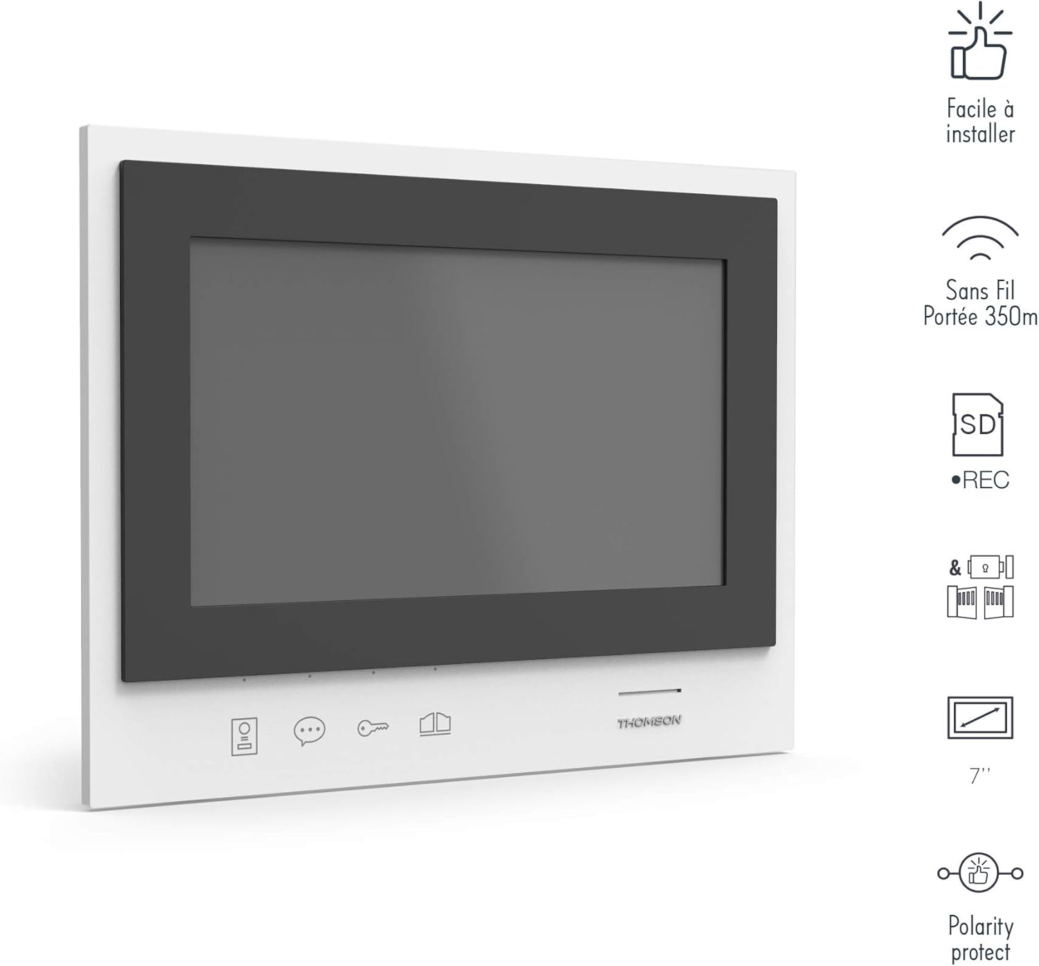 Visiophone Couleur sans Fil, Installation simple et sans fil, Portée de 350m* entre la platine de rue et l’écran, Qualité vidéo HD ,720p, mémoire interne : carte SD - Thomson Air - 512286 – Image 6