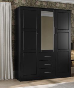 Alternative view of Palace Imports 100% Solid Wood Cosmo 3-Door Wardrobe Armoire with Solid Wood or Mirrored Doors