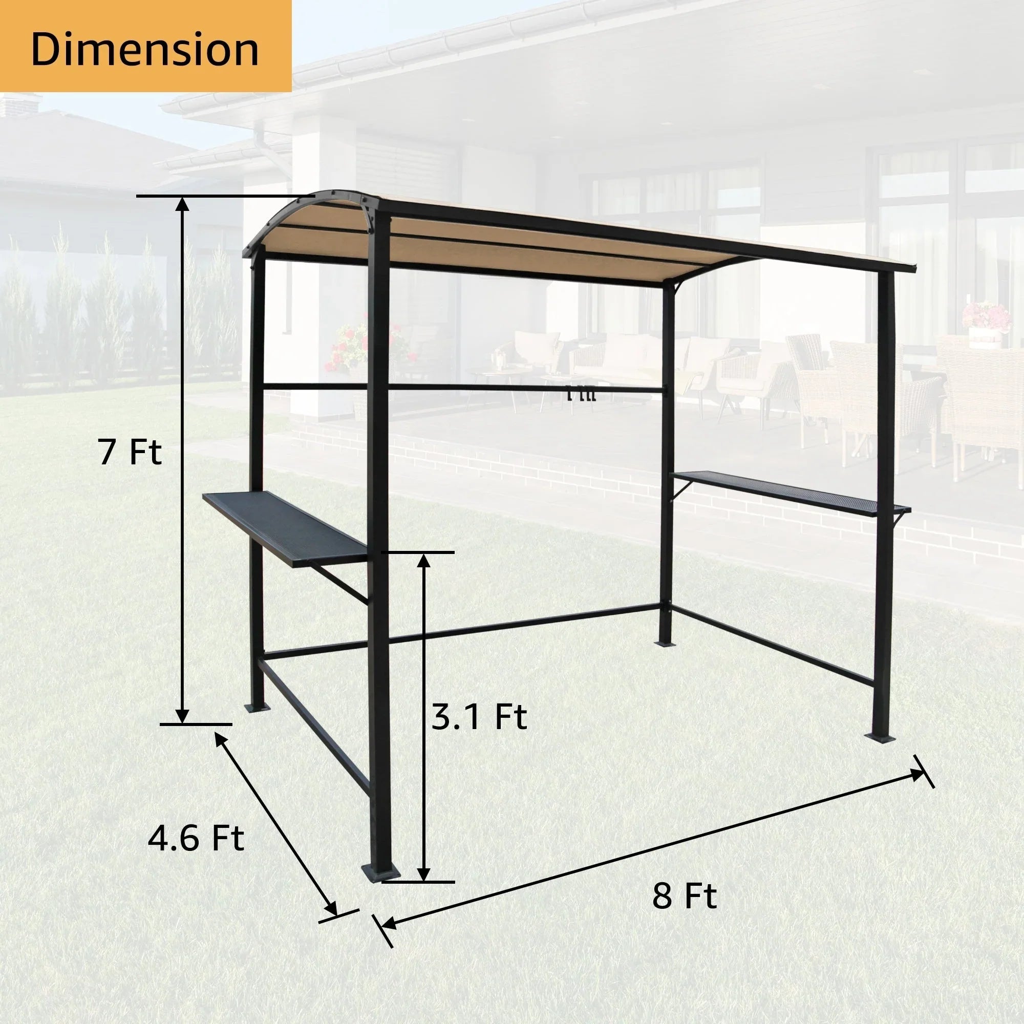 Outdoor 5 ft. x 8 ft. Steel Frame Grill Gazebo Canopy Barbecue Shelter – Image 12