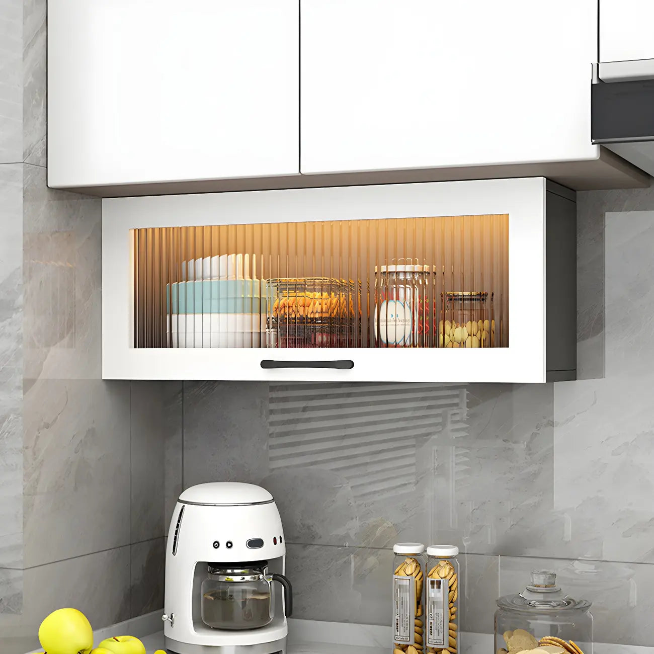Kitchen White Wood Wall-Mounted Storage China Cabinets – Image 52