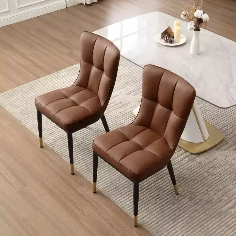 Bekrvio Dining Room Chairs Set of 6, Modern Upholstered Faux Leather Seat with High Back, Metal Legs, Armless Kitchen Chairs for Living Dinning Room – Image 32
