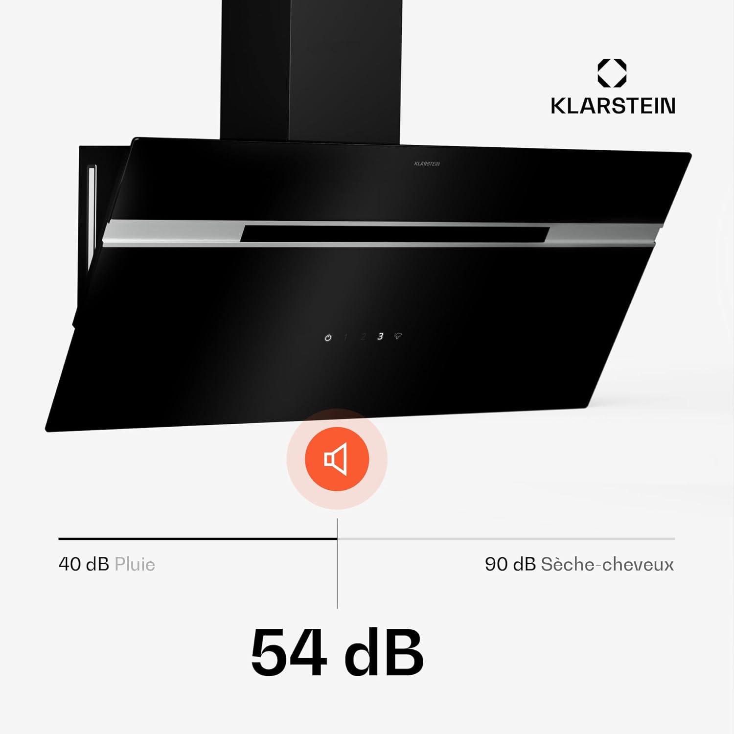 Klarstein Alina 90 Hotte Aspirante - Hotte Décorative 90 cm, Débit d'Air 600 m3/h, Énergie Classe A, Panneau Tactile, LED Multicolore, Silencieuse 63 dB, Recyclage, Noir – Image 4