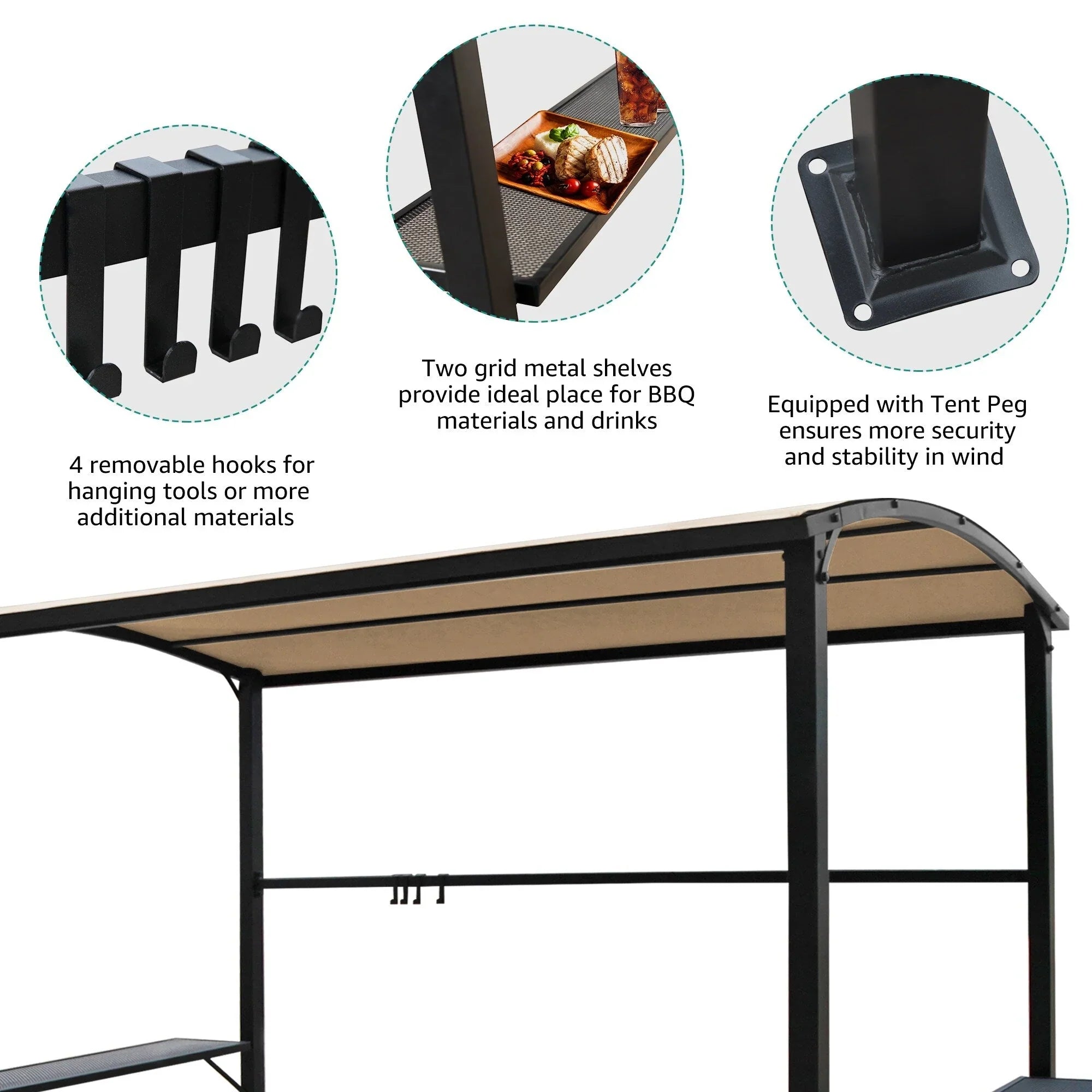 Outdoor 5 ft. x 8 ft. Steel Frame Grill Gazebo Canopy Barbecue Shelter – Image 13