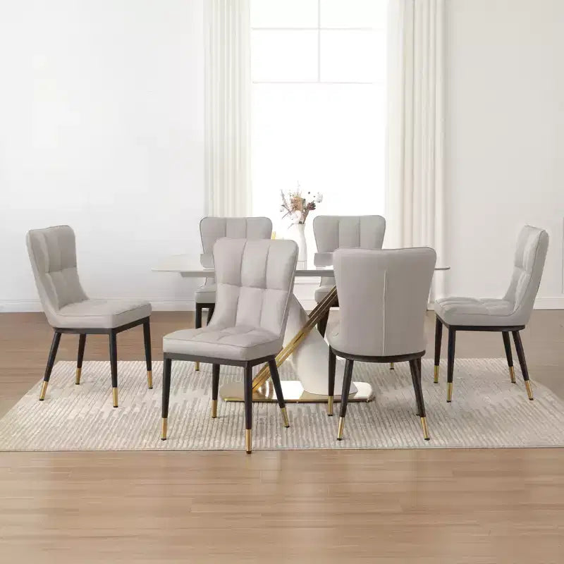Bekrvio Dining Room Chairs Set of 6, Modern Upholstered Faux Leather Seat with High Back, Metal Legs, Armless Kitchen Chairs for Living Dinning Room – Image 50