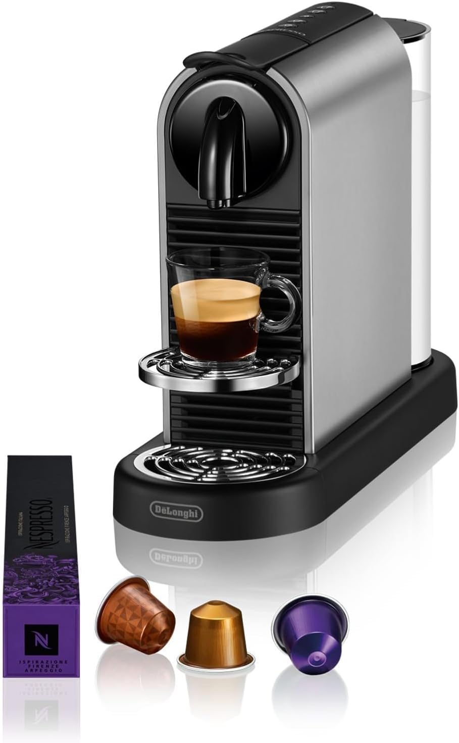 De'Longhi Nespresso CitiZ Platinum EN220.T, Machine à Café à Capsules, Machine à Café Monodose, 4 Tailles de Tasse, 19 Bars de Pression, 1260W, Titane