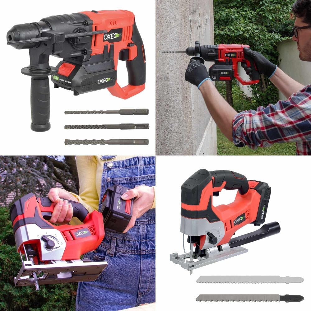 Pack complet Bricolage Easy Full : Perceuse/Perfo/Meuleuse/Scie sauteuse/circulaire/sabre/ponceuse/batteries 4Ah/2Ah – Image 4