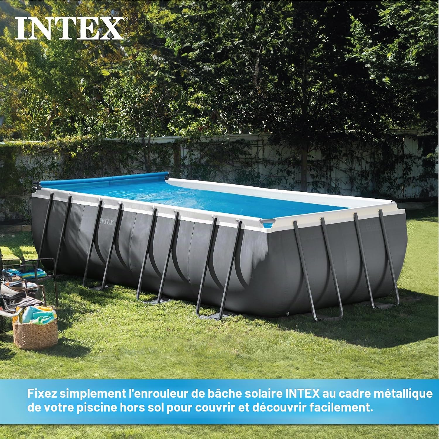 Intex Enrouleur bâche à Bulles pour Piscine rectangulaire de 2,74m à 4,88m – Image 9