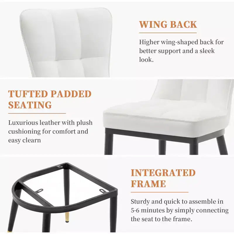 Bekrvio Dining Room Chairs Set of 6, Modern Upholstered Faux Leather Seat with High Back, Metal Legs, Armless Kitchen Chairs for Living Dinning Room – Image 12