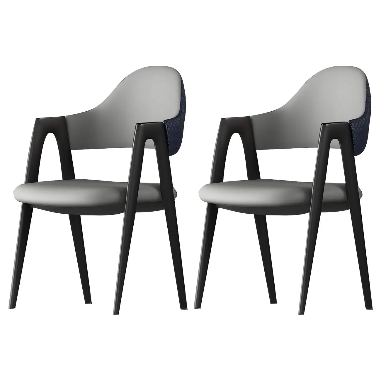 Modern Leather Curved Open Back Arm Dining Chair – Image 14