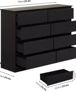 Alternative view of 8-Drawer Storage Cabinet, Chest of Drawers with Deep Drawers, Large Wide-Top Closet for Living Room, Hallway, Children's Room