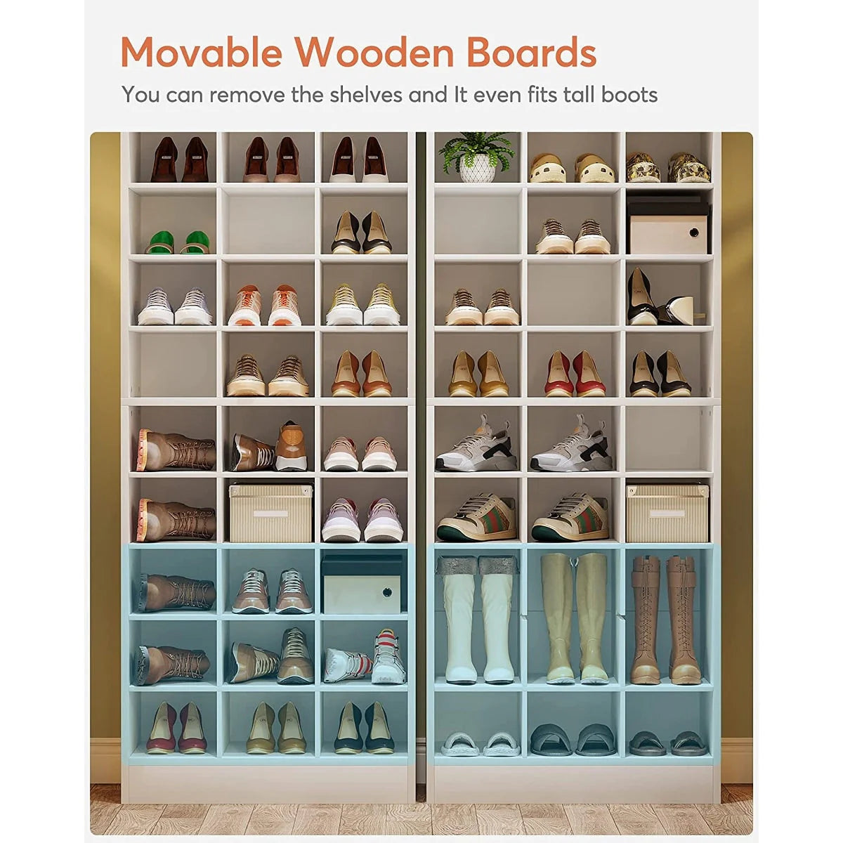 30 Pairs Tall Shoe Cabinet, 10 Tiers White Wooden Shoe Storage Rack for Closet, Entryway - 10-tier – Image 22