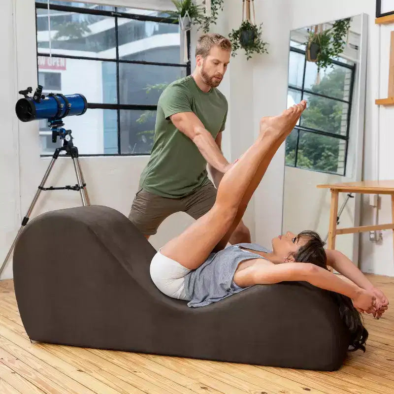 Avana Sleek Chaise Lounge for Yoga - Made in The USA - Great for Stretching, Relaxation, Exercise & More, 60D x 18W x 26H Inch, Light Grey – Image 31