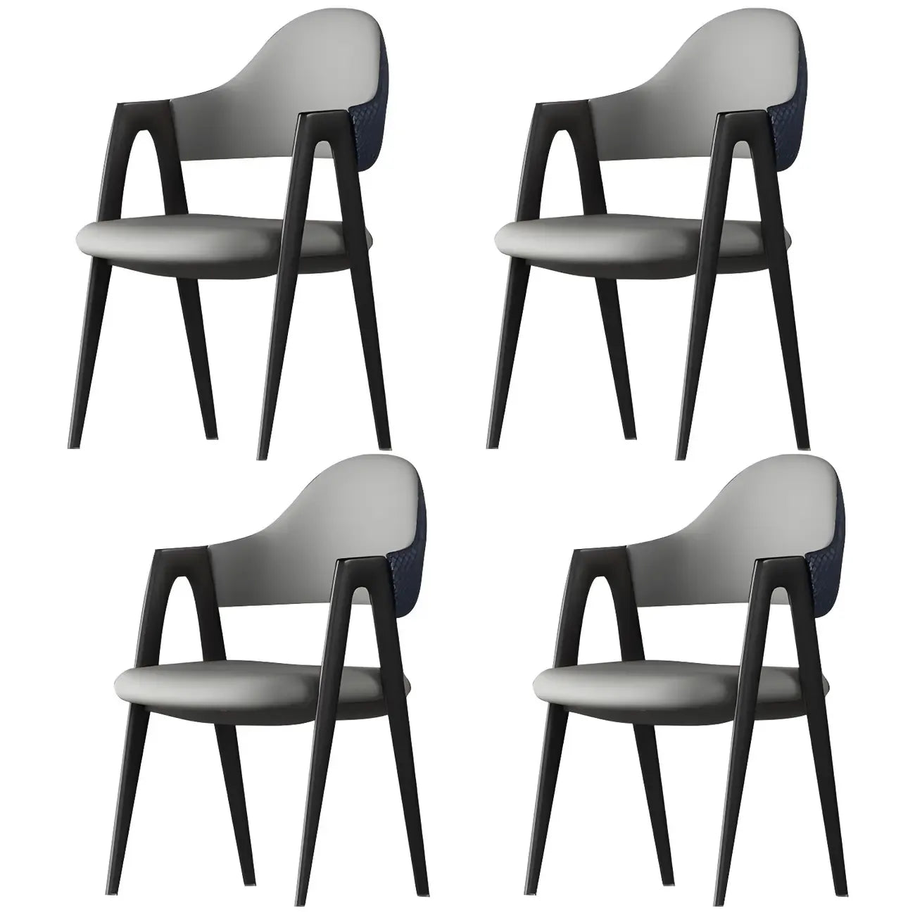 Modern Leather Curved Open Back Arm Dining Chair – Image 41