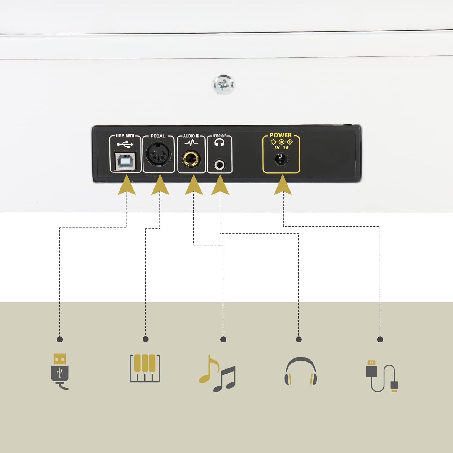 LEADZM Piano Numérique 88 Touches, Clavier Entièrement Lesté, Piano Électrique avec MIDI-USB, Bluetooth et Haut-Parleurs Stéréo, 128 Sonorités et Rythmes, Système à 3 Pédales, Blanc – Image 4