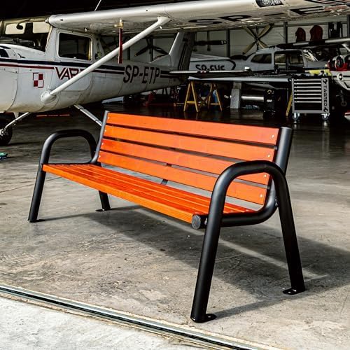 REKORD Banc de Jardin 196 x 64 x 76 cm Banc d'extérieur Robuste en métal et Bois avec Dossier résistant aux intempéries pour Parc terrasse et Avant-Cour - Spartan BIS- Acajou