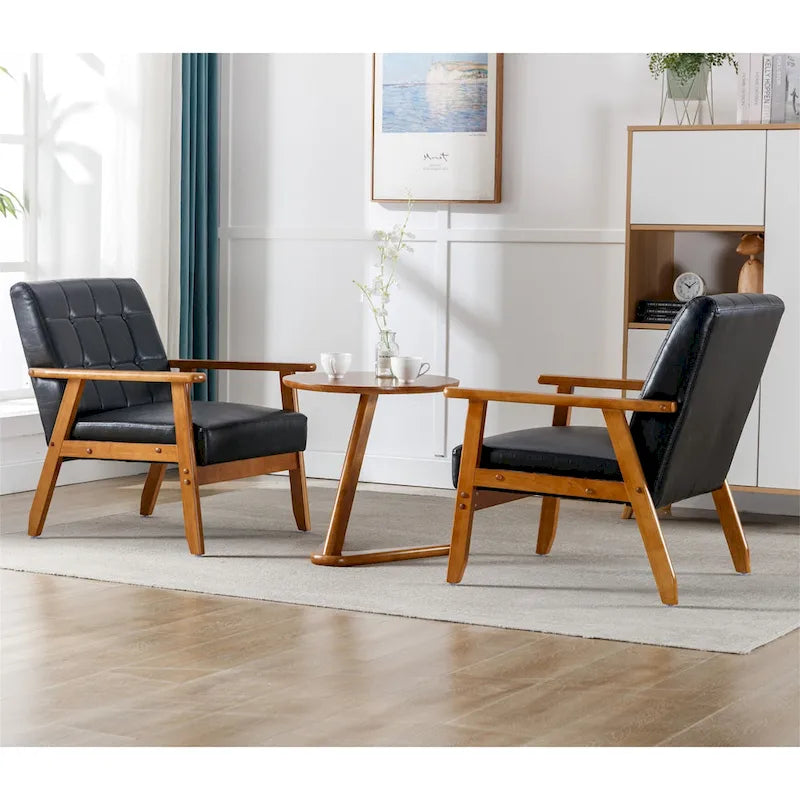 Mid Century Modern Accent Chairs Set of 2 with Side Table – Image 28