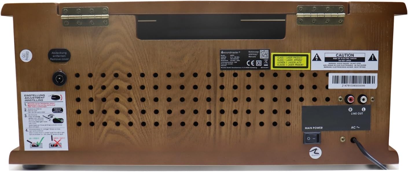 Soundmaster NR566BR Chaîne Hi-FI Nostalgie 7 en 1 Platine Vinyle Audio Technica Cellule magnétique | Radio numérique Dab+ | CD-MP3 | USB | Cassette | Bluetooth | Fonction de numérisation | égaliseur – Image 8