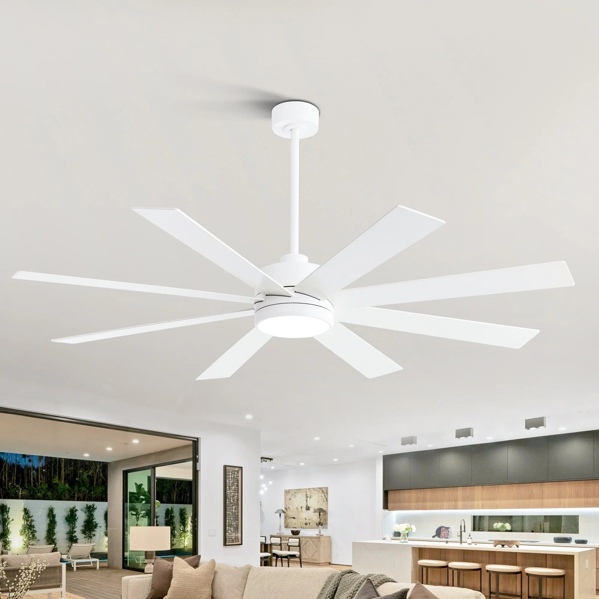 65 Inch 8-Blade Black LED Ceiling Fan with Light and Remote – Image 3