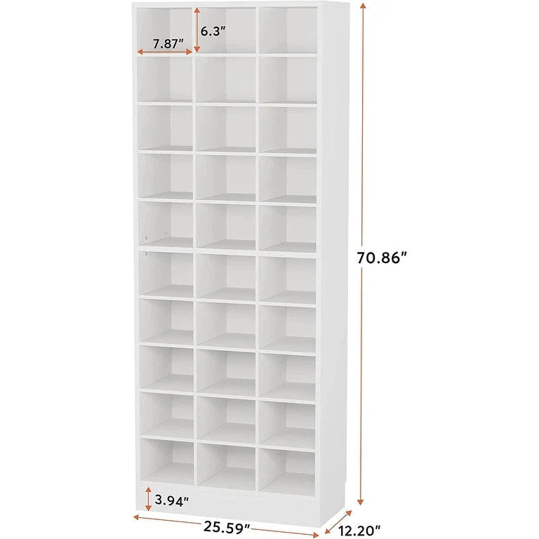 30 Pairs Tall Shoe Cabinet, 10 Tiers White Wooden Shoe Storage Rack for Closet, Entryway - 10-tier – Image 24