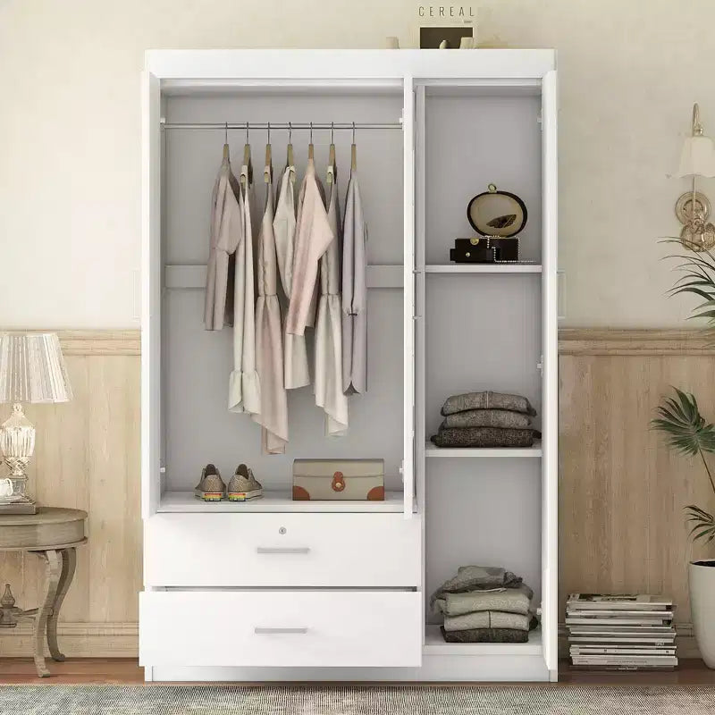 3-Door Wardrobe with Shelves and 2 Drawers, Clothing Armoire 4A - ModernLuxe – Image 11
