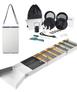 VEVOR Kit d'Orpaillage Portable 23 Pièces Rampe d'Orpaillage 127 cm en Aluminium Résistant avec Bâtée Tamis Pipettes Pelle et Sac de Transport Sluice pour Mineur Prospecteur d’Or Jardin Rivières