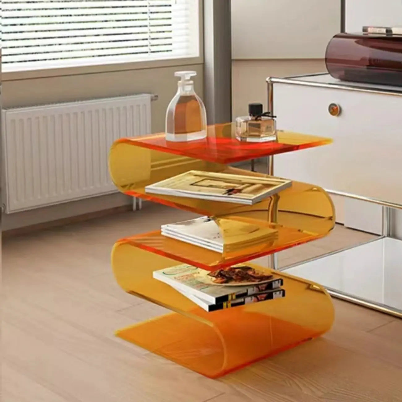 Contemporary Acrylic S-Shaped Side Table with Storage – Image 21