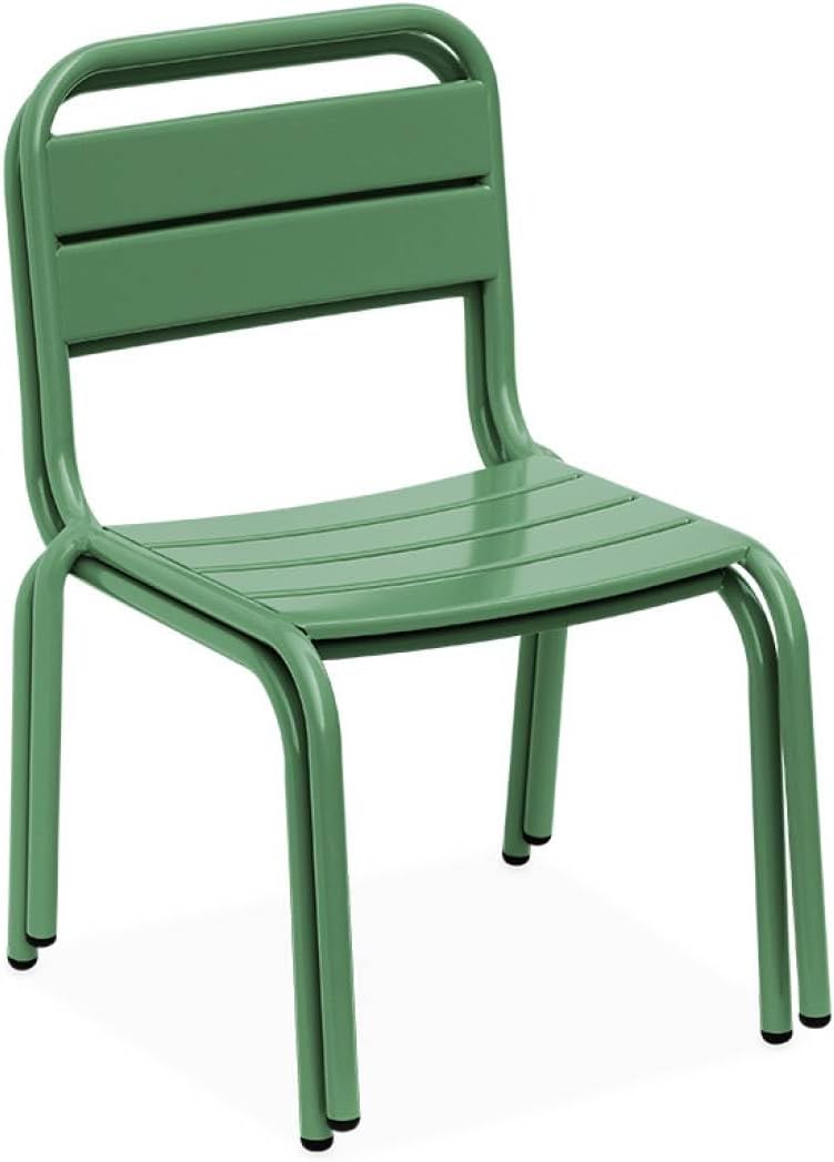 sweeek - Table de Jardin Enfant métal + 2 assises Vert de Gris Anna. 48x48cm – Image 8