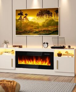 Alternative view of Bossin 70 Fireplace TV Stand with 36 Electric Fireplace, TV Stand for TVs Up to 80, 16 Colors LED Lights/Entertainment Center