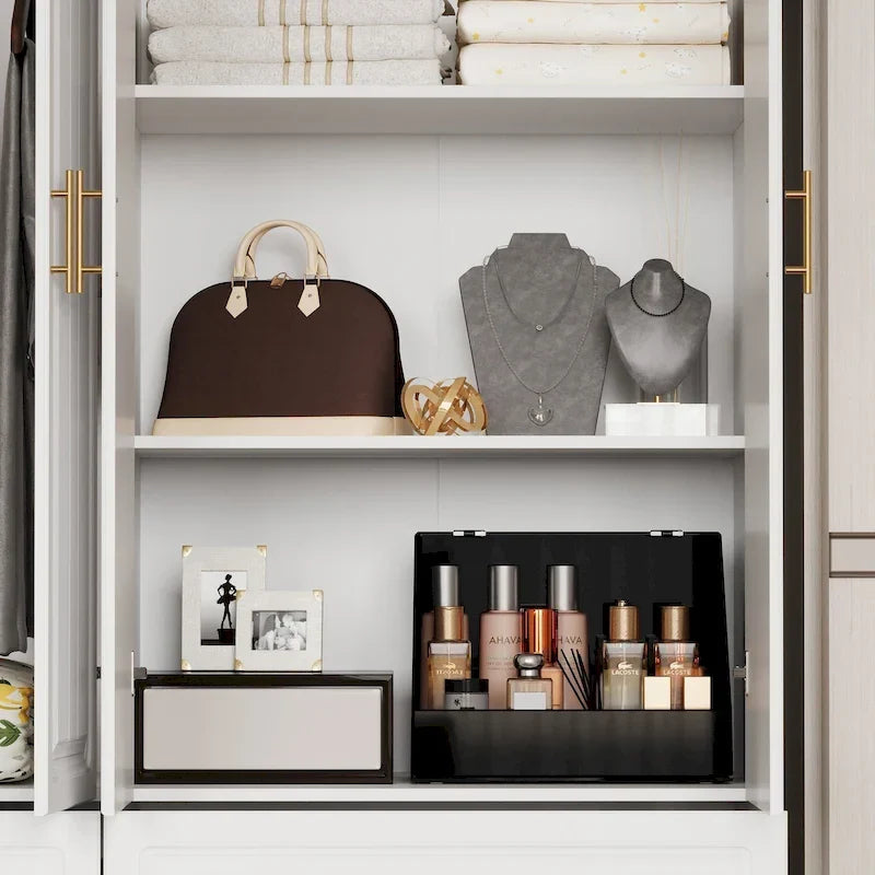 93.9H/74.2H Armoires Wardrobe Closet Cabinet Hanging Drawers Storage – Image 14