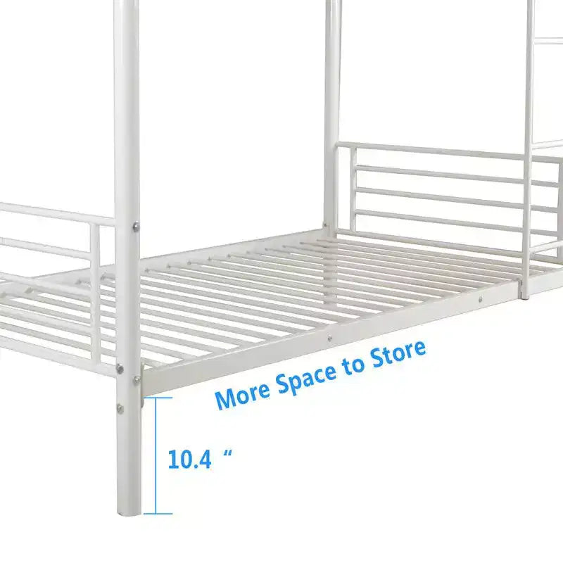 Karl Home Twin Over Twin Steel Bunk Bed Frame Ladder Bedroom Dorm Room for Kids Adult Children – Image 25