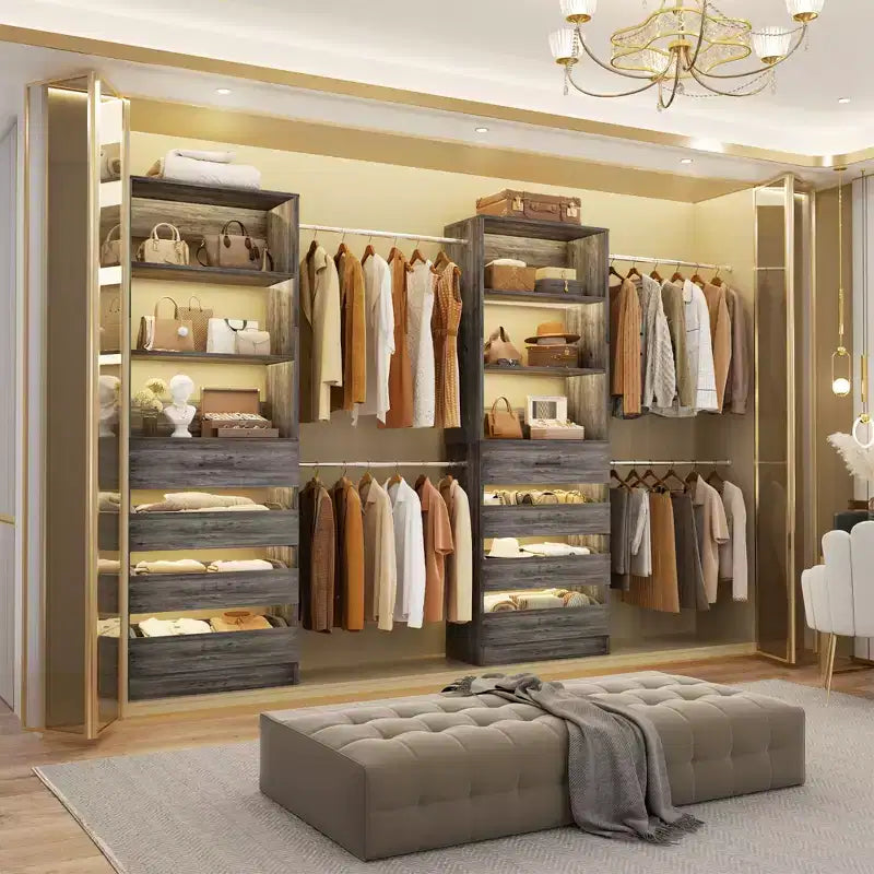 Besiost Closet System with 8 Wooden Drawers and 4 Hanging Rods – Image 4