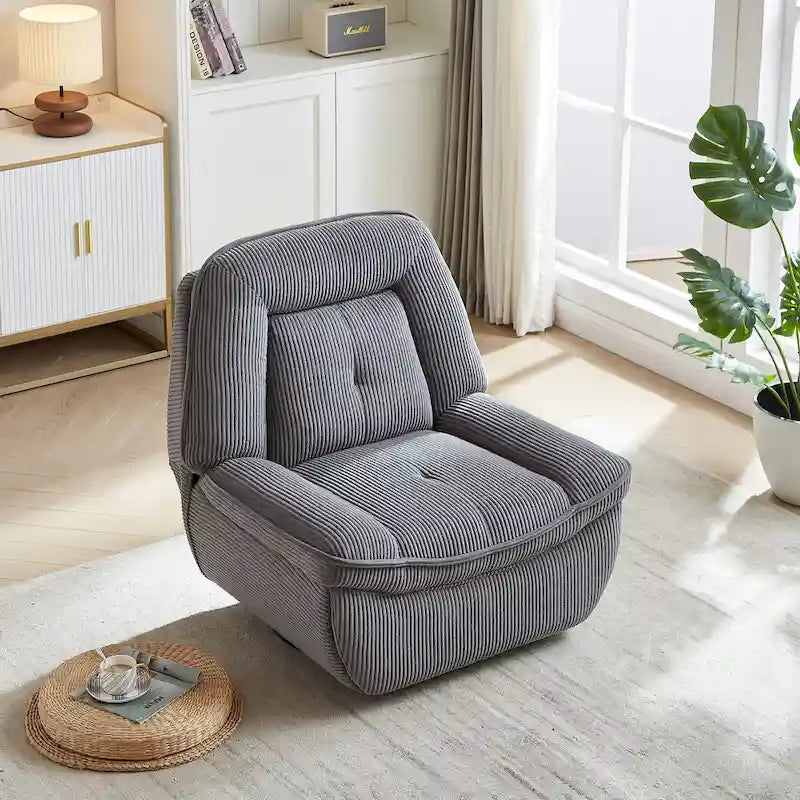 Corduroy Swivel Glider Recliner, Footrest for Living Room – Image 11