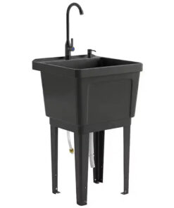 Portable Utility Sink Laundry Tub, Freestanding Laundry Sink with Faucet Soap Dispenser Hoses