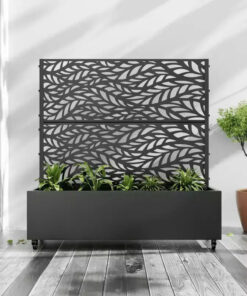 MAYEERTY Planter Box with Trellis Iron Black Louvered Classic Helen Street 01 Combined Style 72x47x16in 3-Piece Set