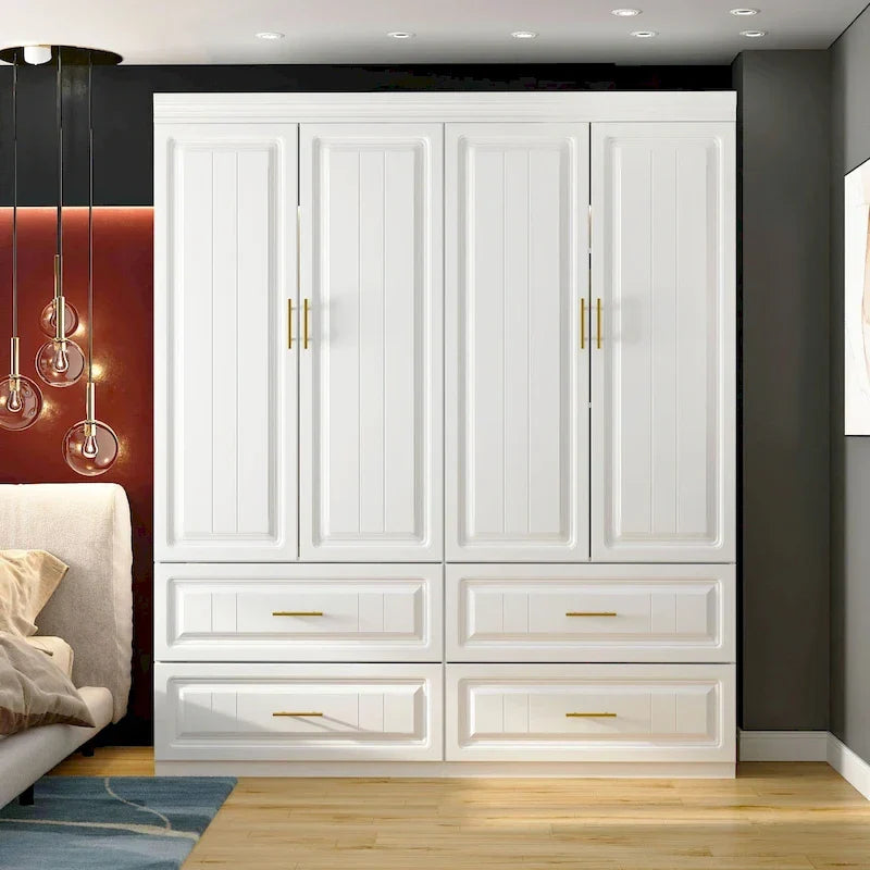 93.9H/74.2H Armoires Wardrobe Closet Cabinet Hanging Drawers Storage – Image 27