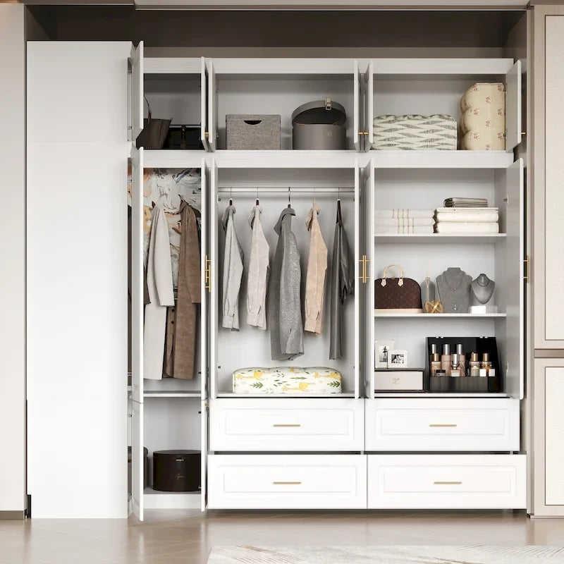 93.9H/74.2H Armoires Wardrobe Closet Cabinet Hanging Drawers Storage – Image 5