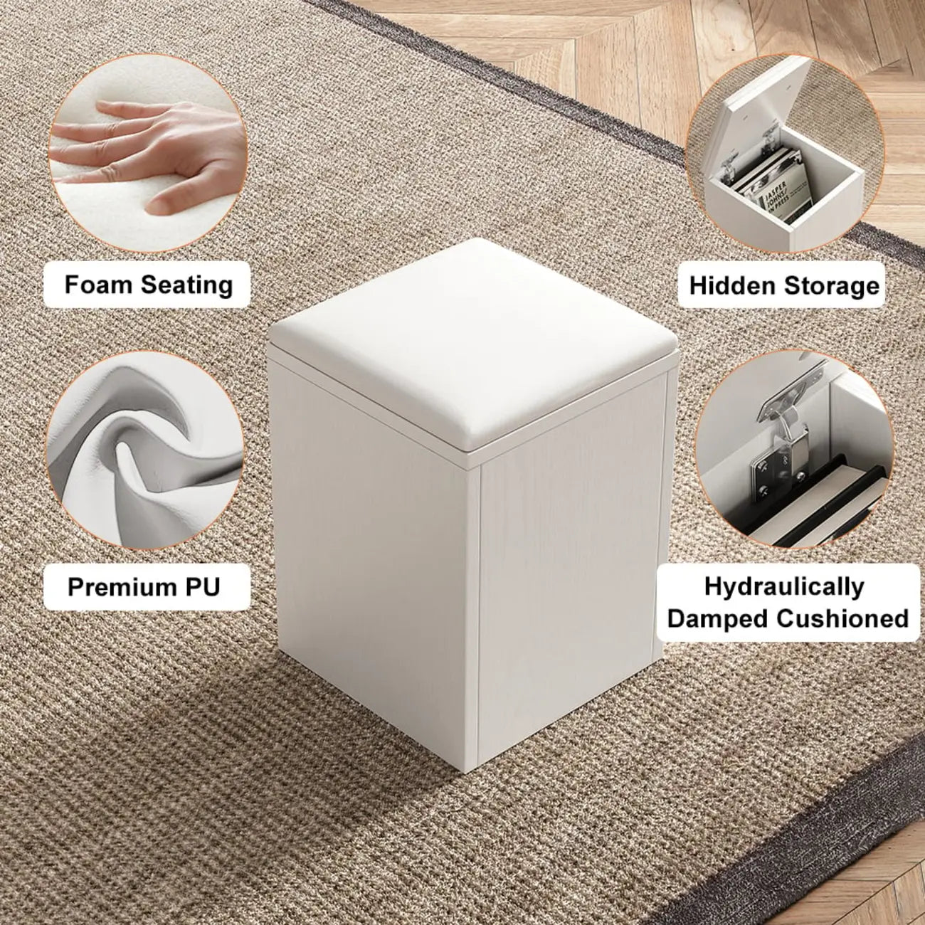Foldable Lift-Top Coffee Table with 4 Stools & Storage – Image 31