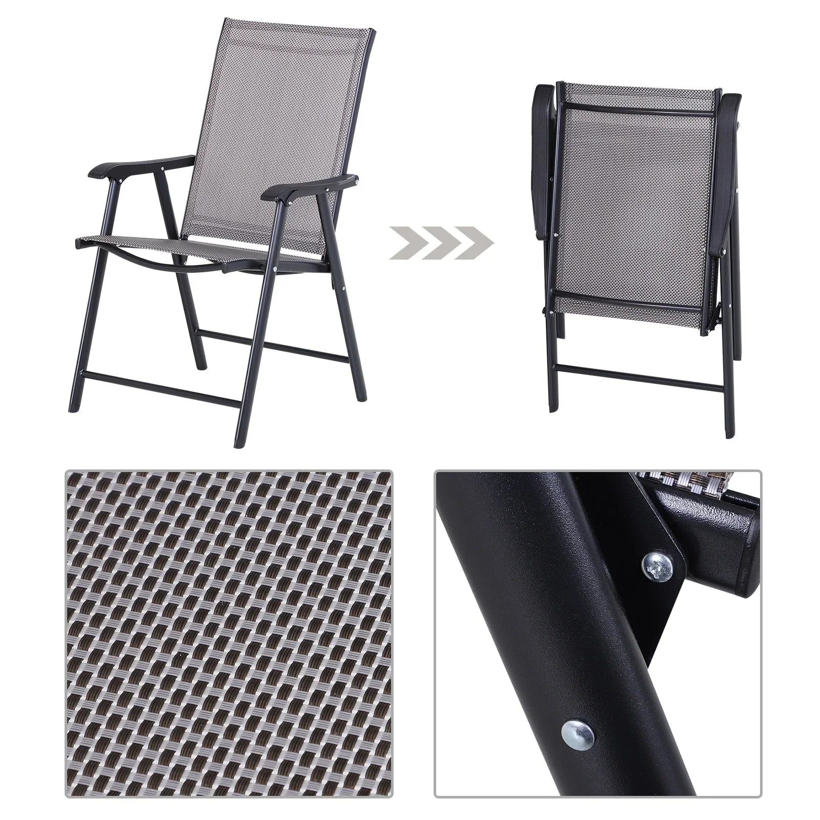 Outsunny 4-piece Folding Patio Chair Set with a Simple & Chic Design, Comfortable for the Deck, Garden, Yard & Travel – Image 6